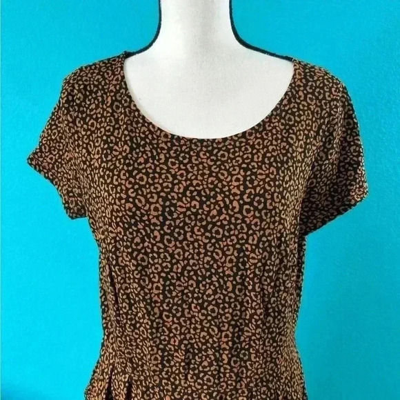 Boden brown Animal Print Phoebe Jersey cotton Dress in size 10P - Picture 3 of 9
